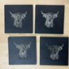Natural Slate Square Coaster with Heilan Coo