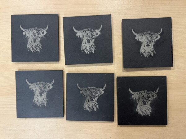 Natural Slate Square Coaster with Heilan Coo