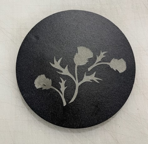 Natural Slate Coaster with Thistle